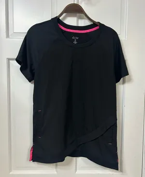 Koi Lite Black Short Sleeve Scrub Top Tee with Pink Trim thumbnail 1