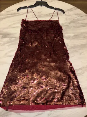Wild Fable Medium Womens Dress NWT Burgundy Sequin Open Back Lace Up Mini thumbnail 1
