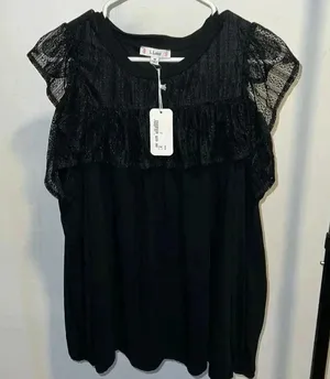 L Love Black Lace Bare Shoulder Blouse NWT 072626 thumbnail 1