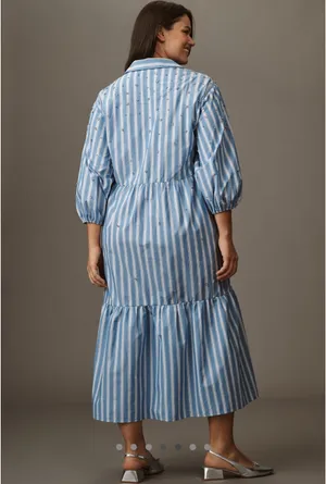 Anthropologie Embellished Striped Tiered Maxi Dress NWT thumbnail 5
