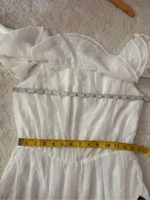 Lulus Frilled to Bits White Swiss Dot Off-the-Shoulder Romper Size Medium Beach thumbnail 8