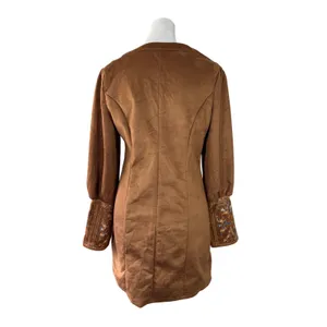 Brown Floral Print V-Neck Long Sleeve Bodycon Mini Dress thumbnail 6