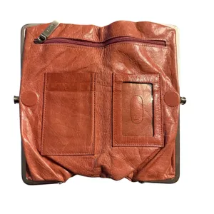 HOBO International Lauren Pink Leather‎ Double Frame Kisslock Clutch Wallet thumbnail 4