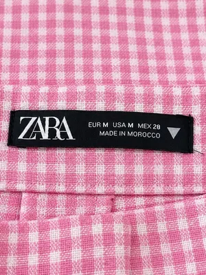 Zara Pink/White White Gingham Tweed-Like High Rise Skinny Bootcut Dress Pants M thumbnail 4