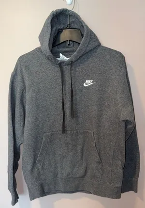 Nike Fleece Hoodie Pullover Grey Club Heather Sportswear Embroidered L thumbnail 1