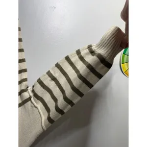 Madewell Conway roll neck pullover‎ sweater cream green stripe medium thumbnail 7