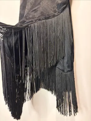Zara NWT Fringe Flapper Style Slip Dress Spaghetti Straps in Black Size M thumbnail 6