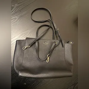 Kate Spade Simple Structured Black Tote Bag with Strap & Handles thumbnail 13