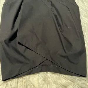 Black High Waisted Tulip Mini Skirt Draped Crossover Front Size Medium thumbnail 4