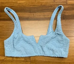 Pacsun Eco Swim Top women Small Blue Floral Soft Texture Bikini Summer Beachwear thumbnail 1