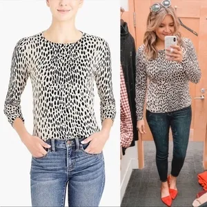 J Crew Mercantile Animal Print Pullover Crew Neck Sweater Top Xs thumbnail 2