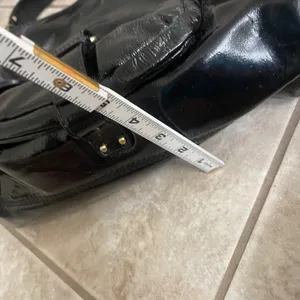 Michael Kors Black Patent Leather‎ Satchel Shoulder Bag Designer Purse EUC thumbnail 10