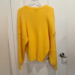 VICI Ribbed Knit Sweater size‎ Medium Yellow Drop Shoulder Crewneck Oversized thumbnail 2