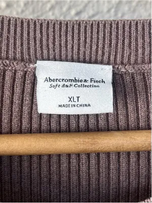 Abercrombie & Fitch Brown Soft Ribbed Knit Long Sleeve Maxi Bodycon Slit Dress thumbnail 6