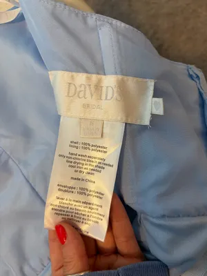 David's Bridal Bridesmaid Dress Blue Halter thumbnail 3