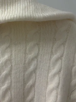 Abercrombie & Fitch Cable Half Zip Pullover Sweater Cream Size Medium thumbnail 6