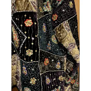 Vintage Velvet Patchwork Embroidered Jacket Black Size M thumbnail 10