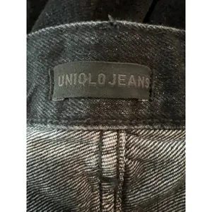 Uniqlo Baggy Wide Leg Jeans Black High Rise Denim Size 26 Barrell leg thumbnail 3