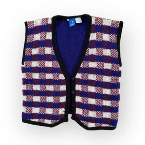 Vintage Ocean Pacific Plaid Knit Vest Women’s L Button Front 90s Grunge Retro Co thumbnail 2