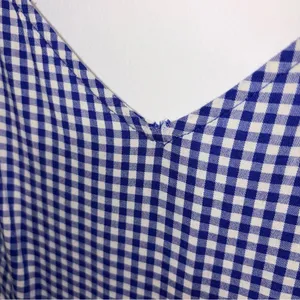 Old Navy Cami Dress Blue Gingham M Tiered Maxi Sundress Pockets Boho Country thumbnail 2