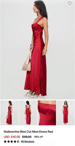 Princess Polly Radioactive Bias Cut Maxi Dress Red thumbnail 5