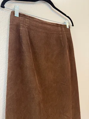 Women Vintage 90s Long Brown Corduroy Skirt thumbnail 2