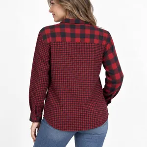LL Bean Red/Black Scotch Plaid Cotton Flannel Button Shirt Relaxed Fit LARGE thumbnail 2