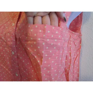 Madewell Sleeveless Button Down‎ Shirt Small Coral Polka Dot Peter Pan Collar thumbnail 3