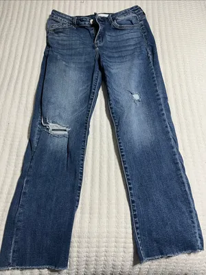 Vervet Women’s Straight-Leg Distressed Jeans in Blue thumbnail 1
