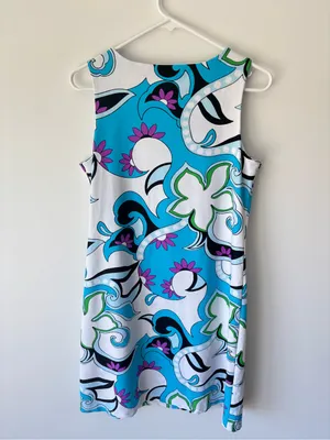 Jude Connally Sleeveless Sheath Mini Dress Blue White Purple Abstract Floral thumbnail 5