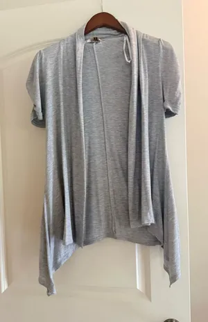 Light Gray Open Front Women’s Draped Cardigan Size 6 thumbnail 1