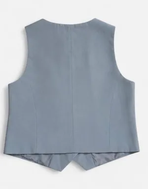 ZARA Light Blue Tailored Suit Vest Top 🩵 Size L thumbnail 5