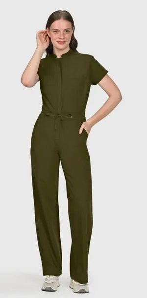 Healix Nova Scrubs Jumpsuit Olive Utility Jumpsuit - Women's Short Sleeve xs thumbnail 1