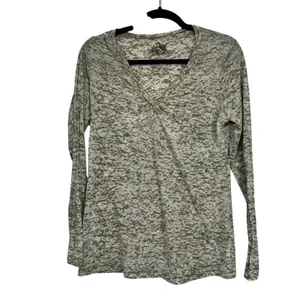 Vintage Awake Inc Green Burn Out Long Sleeve Tee Shirt Womens XL Casual V Neck thumbnail 2