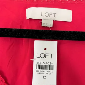 NWT Loft Floral Lace Trim Cap Sleeve Top Red white Size 12 / L thumbnail 5