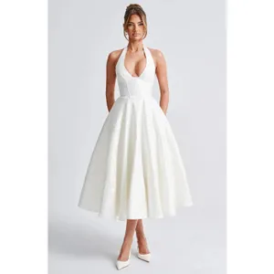 NWT Babyboo Effie Ivory Floral Jacquard Halter A-Line Midi Dress Womens Size M thumbnail 8