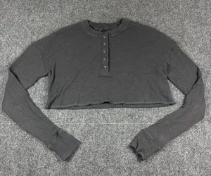 SKIMS Waffle Henley Long Sleeve Crop Top Size XS‎ thumbnail 1