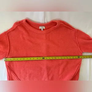 Lucky brand women’s size large bright coral crewneck sweater thumbnail 2