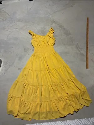 Alex Marie Bentley pebble crepe scoop neck Sleeveless Yellow Tiered Dress medium thumbnail 2