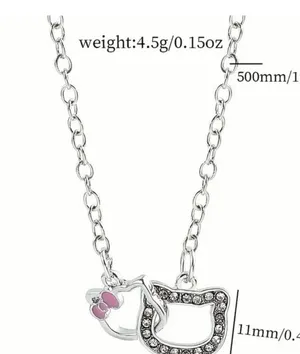 Hello Kitty Licensed w/ Rhinestones Interlocking Necklace thumbnail 2