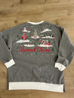 Hallmark Channel Comfy Cozy Merry Gray Sweatshirt, Size XXL, NEW thumbnail 6