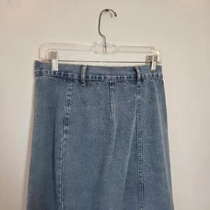 SheIn Denim Maxi Skirt Offset Buttons Medium Wash Casual Modest Clean Girl Country M thumbnail 6