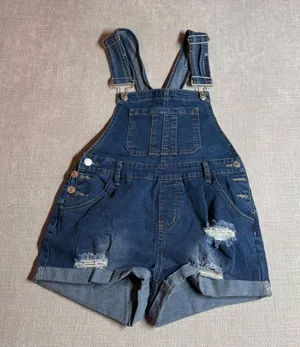 Denim Overalls Distressed‎ Ripped Shortalls Small Blue Summer Festival Wear thumbnail 1