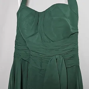 Azazie emerald green halter top bow knot pleaded chiffon corset cocktail dress 8 thumbnail 3