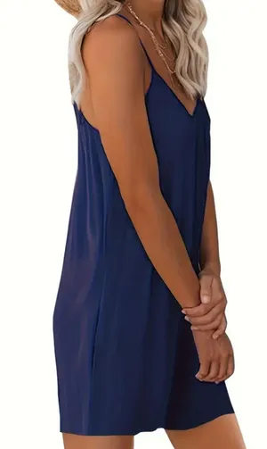 Strapless Romper with Pockets Blue thumbnail 3