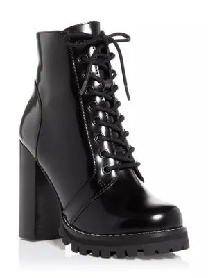 Jeffrey Campbell Legion Black Lace-Up Chunky Heel Ankle Boots - Women thumbnail 4