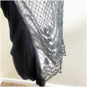 Daytrip Whimsygoth Top Y2K Open Knit Metallic Size Medium Black Silver thumbnail 8