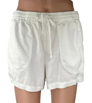 Pull & Bear Women's White Drawstring High Waisted Casual Mini Shorts Size M thumbnail 1