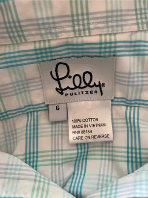 Lilly Pulitzer Light Blue Plaid Button-Up Shirt thumbnail 3