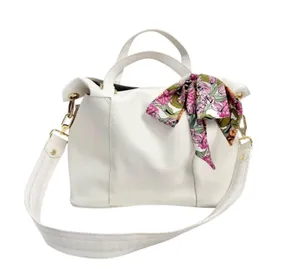Steve Madden White Faux Leather Large Satchel Shoulder Bag Purse thumbnail 1